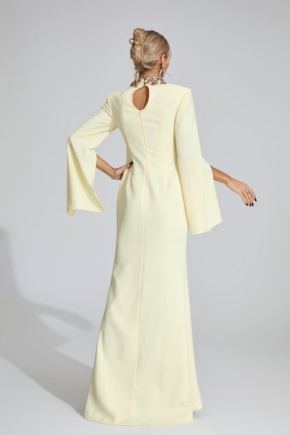 Bellatrix Light Yellow Diamond Maxi Dress