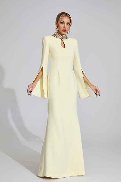 Bellatrix Light Yellow Diamond Maxi Dress