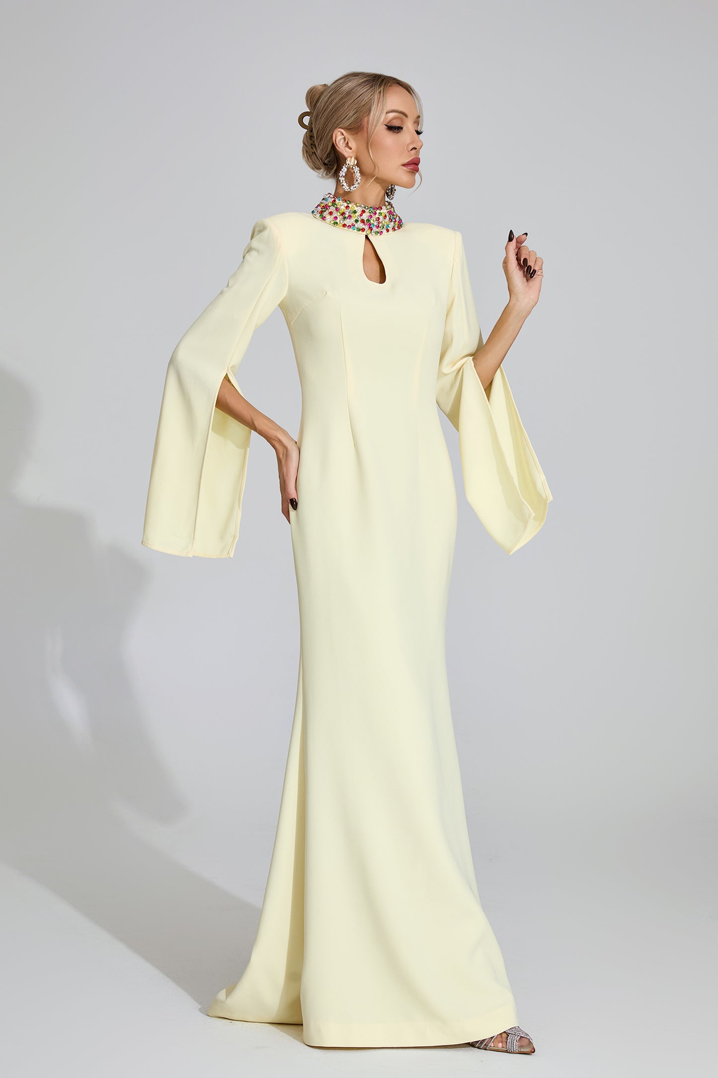 Bellatrix Light Yellow Diamond Maxi Dress