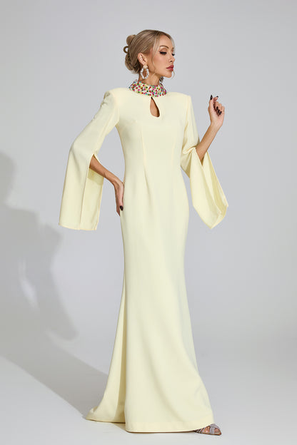 Bellatrix Light Yellow Diamond Maxi Dress