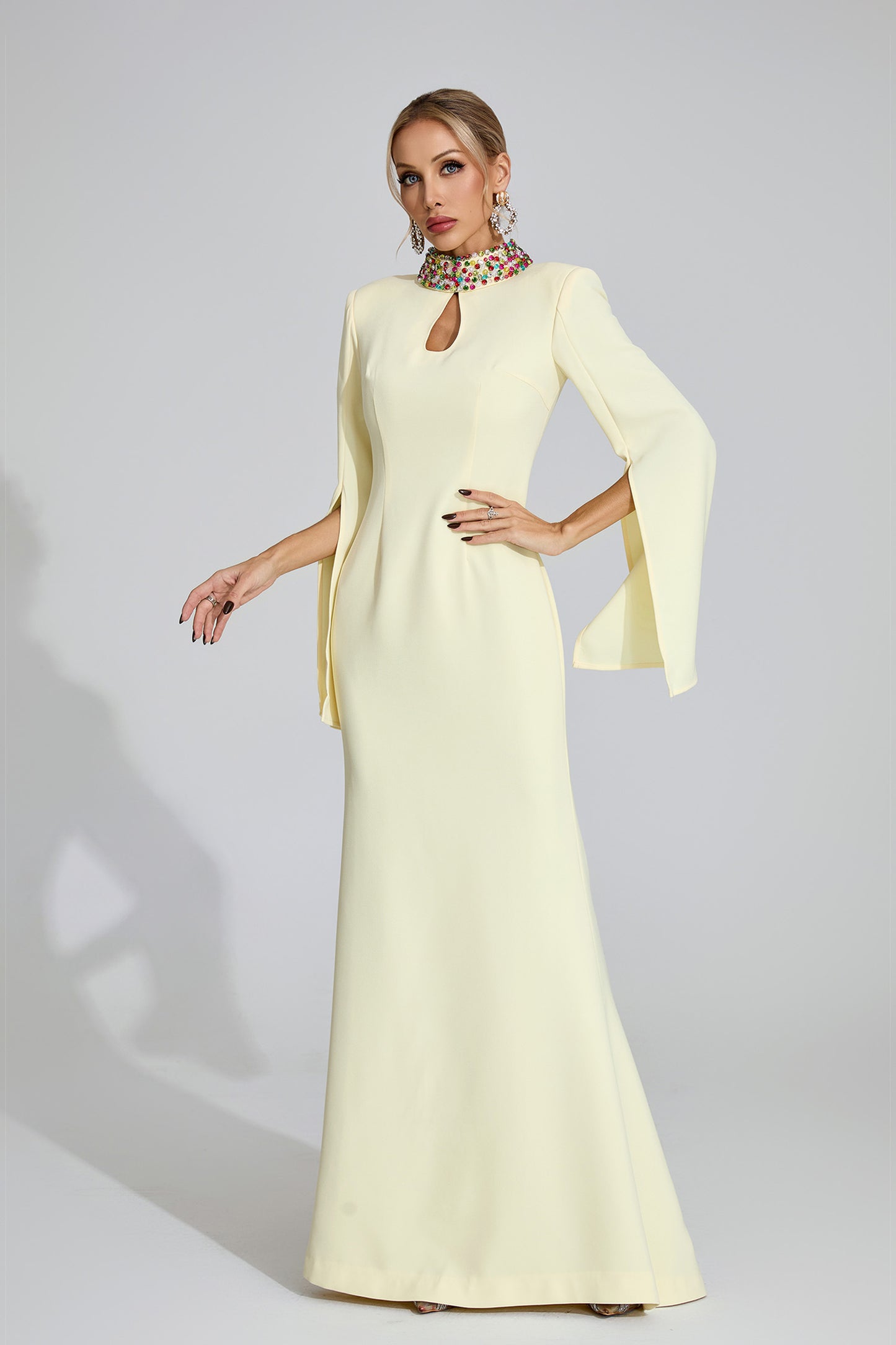 Bellatrix Light Yellow Diamond Maxi Dress