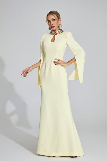 Bellatrix Light Yellow Diamond Maxi Dress