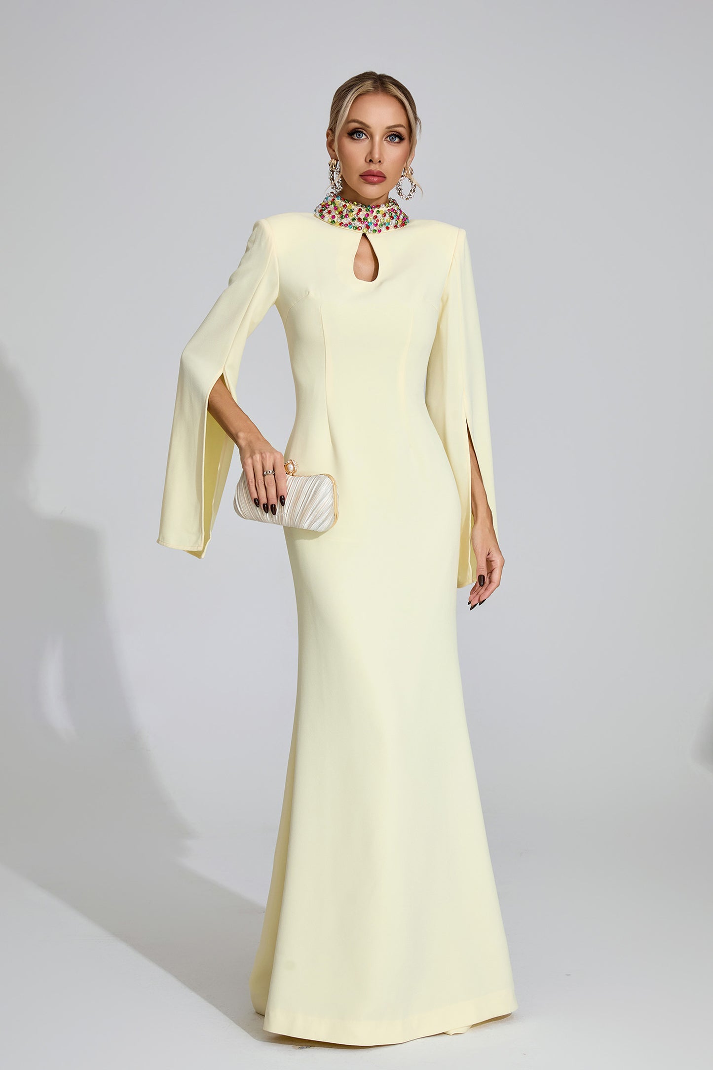 Bellatrix Light Yellow Diamond Maxi Dress