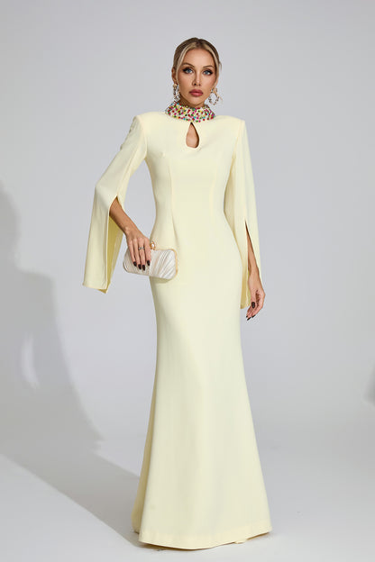 Bellatrix Light Yellow Diamond Maxi Dress