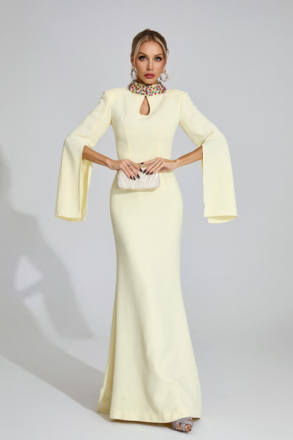 Bellatrix Light Yellow Diamond Maxi Dress