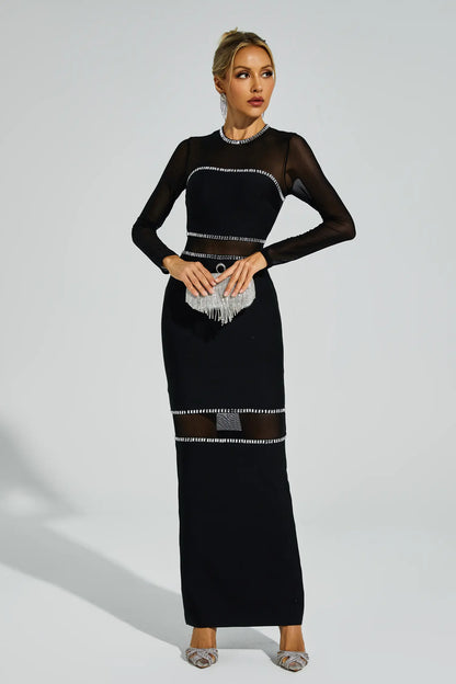 Boyle Black Mesh Bandage Dress