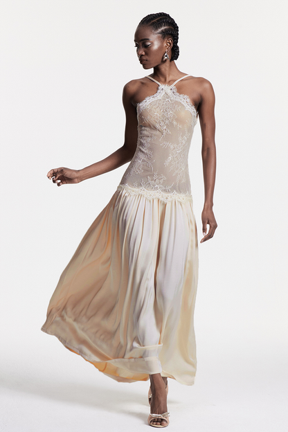 Cadwalader Lace Floral Ruch Maxi Dress