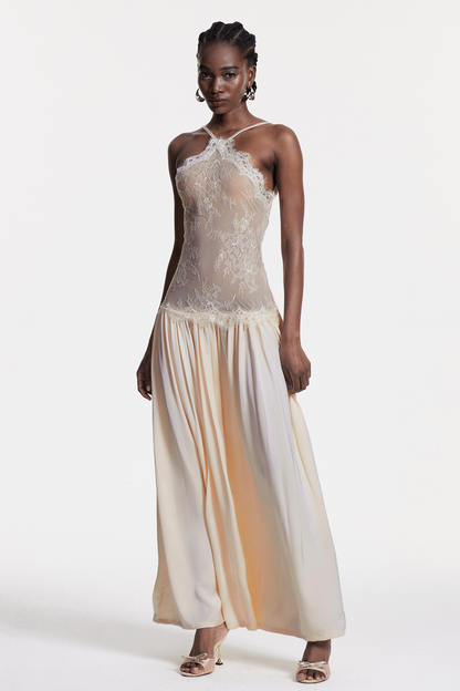 Cadwalader Lace Floral Ruch Maxi Dress
