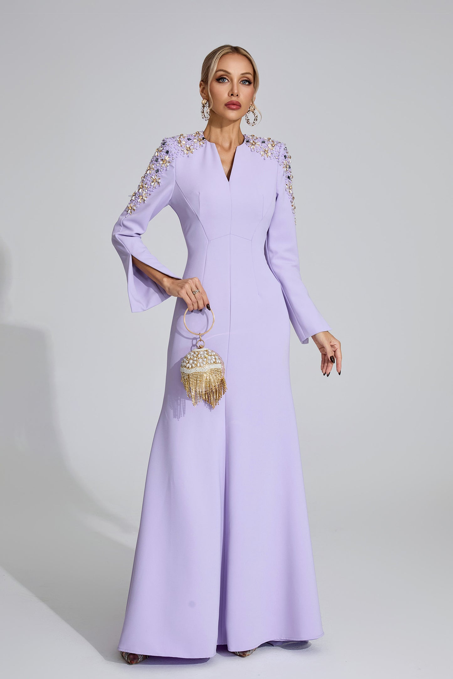 Calli Purple Pearl Maxi Dress