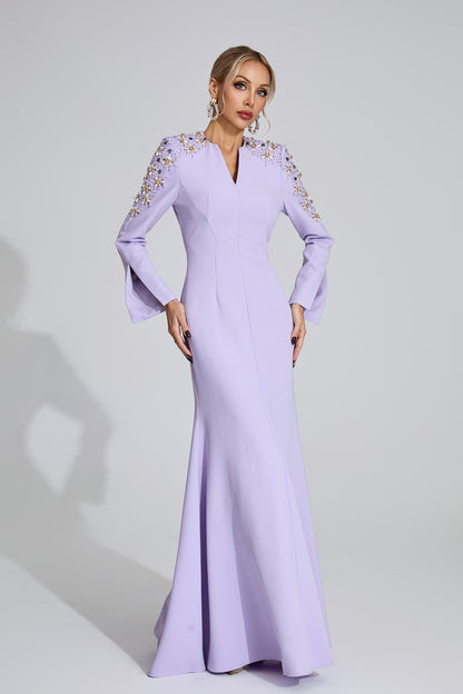 Calli Purple Pearl Maxi Dress