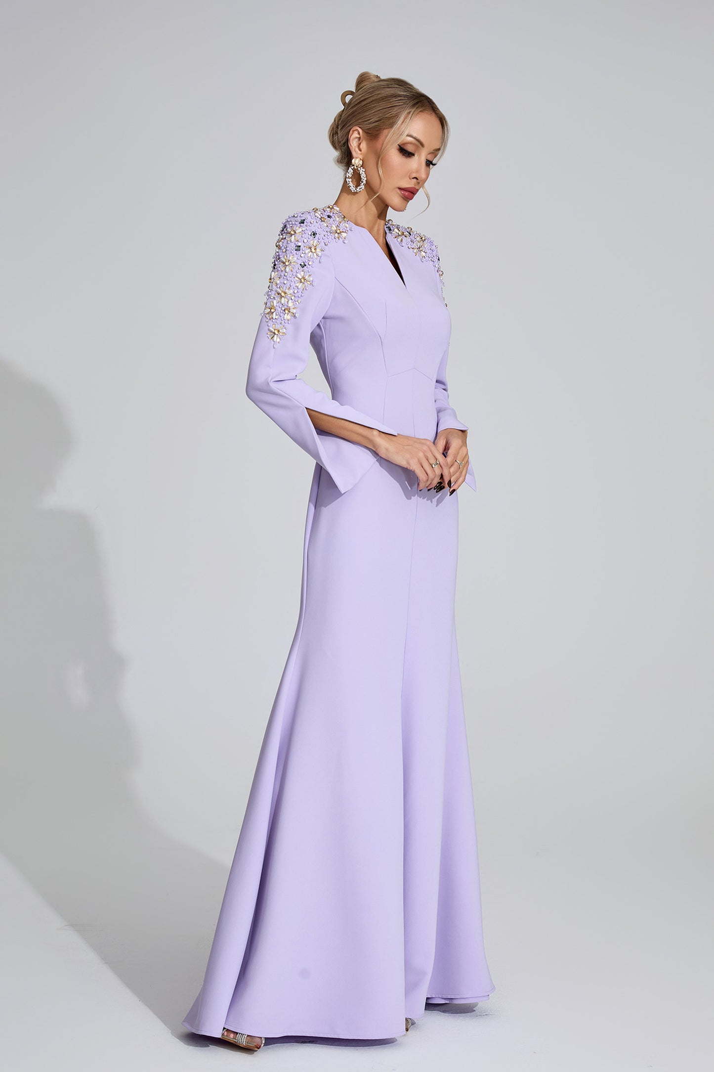 Calli Purple Pearl Maxi Dress