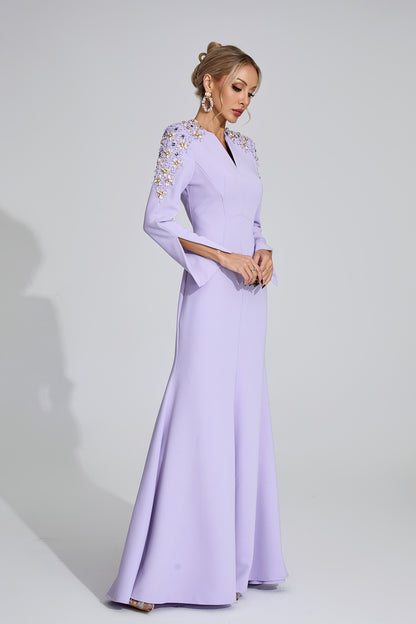 Calli Purple Pearl Maxi Dress
