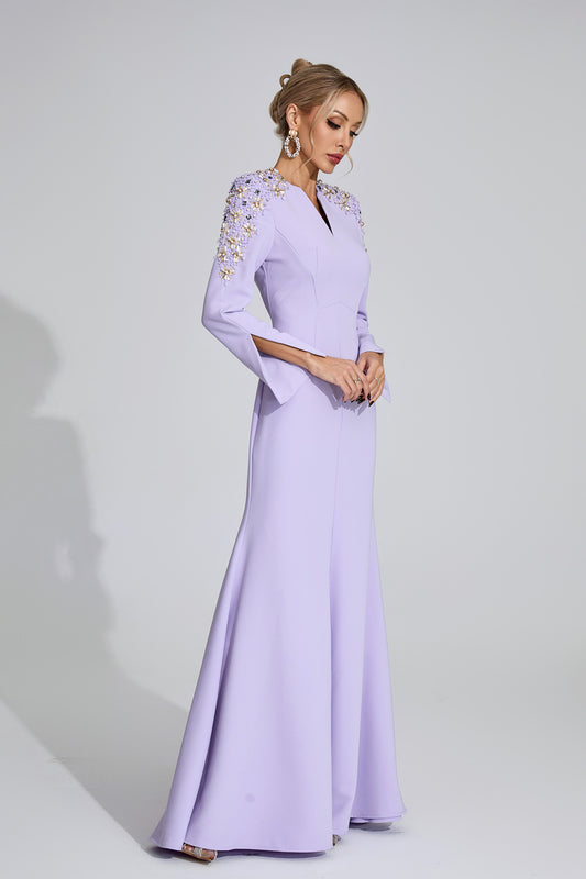 Calli Purple Pearl Maxi Dress