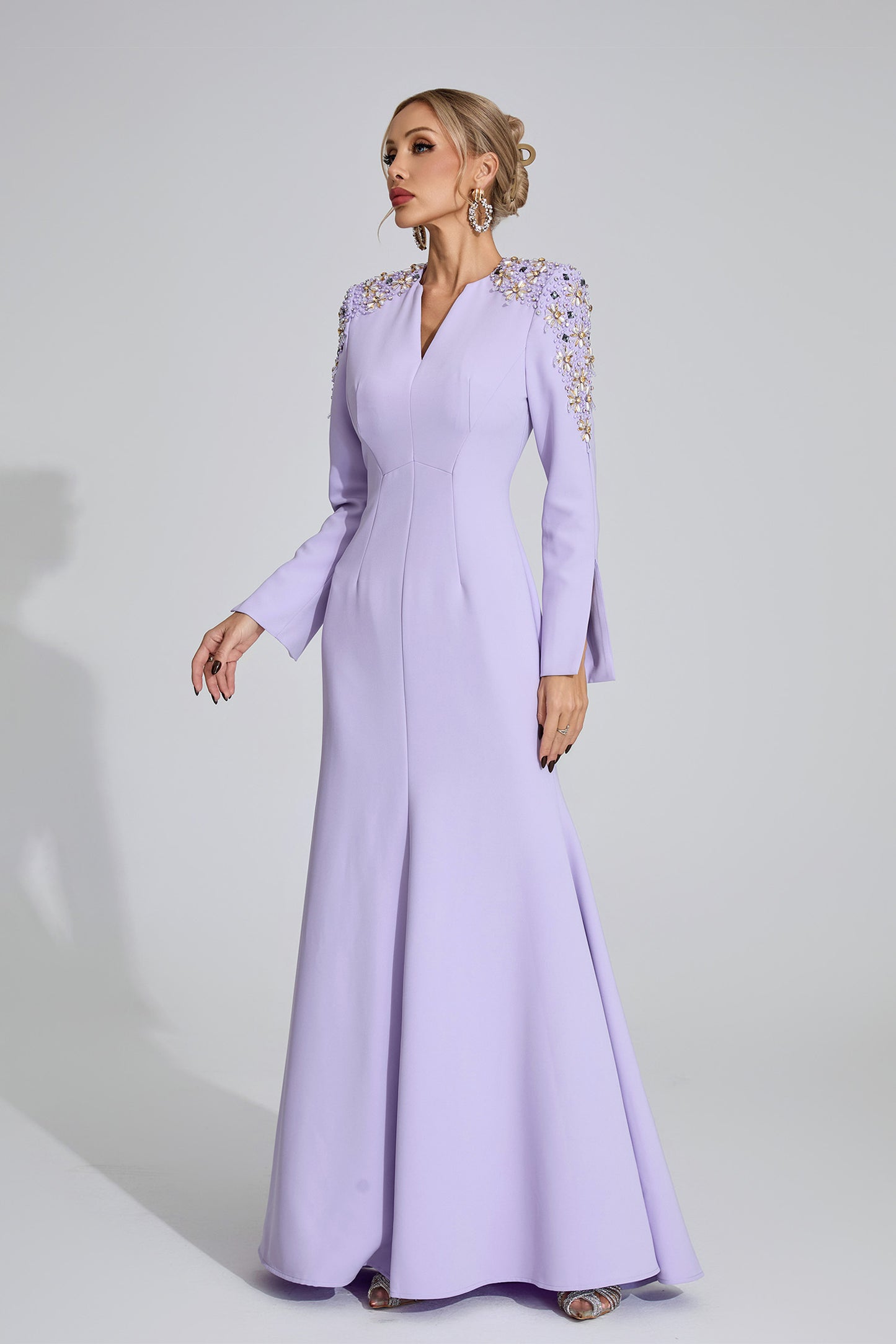 Calli Purple Pearl Maxi Dress