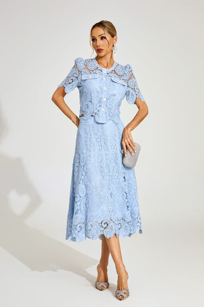 Calvin Blue Lace Two Piece Set