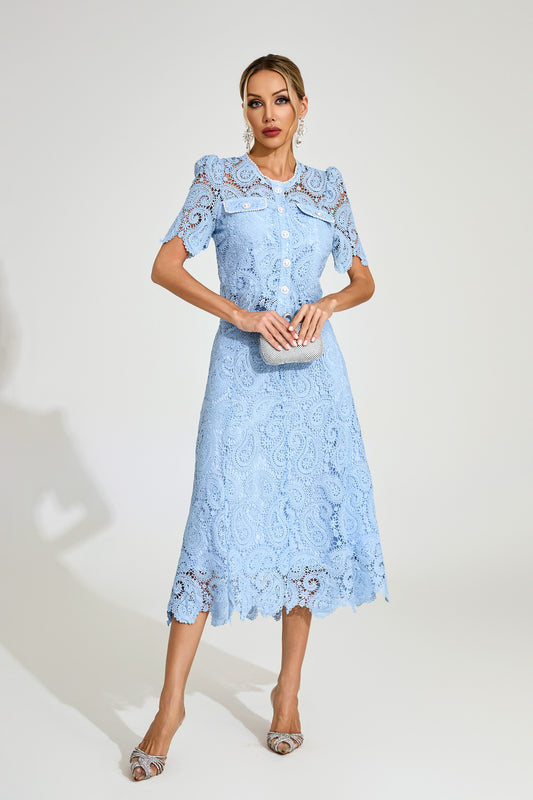 Calvin Blue Lace Two Piece Set