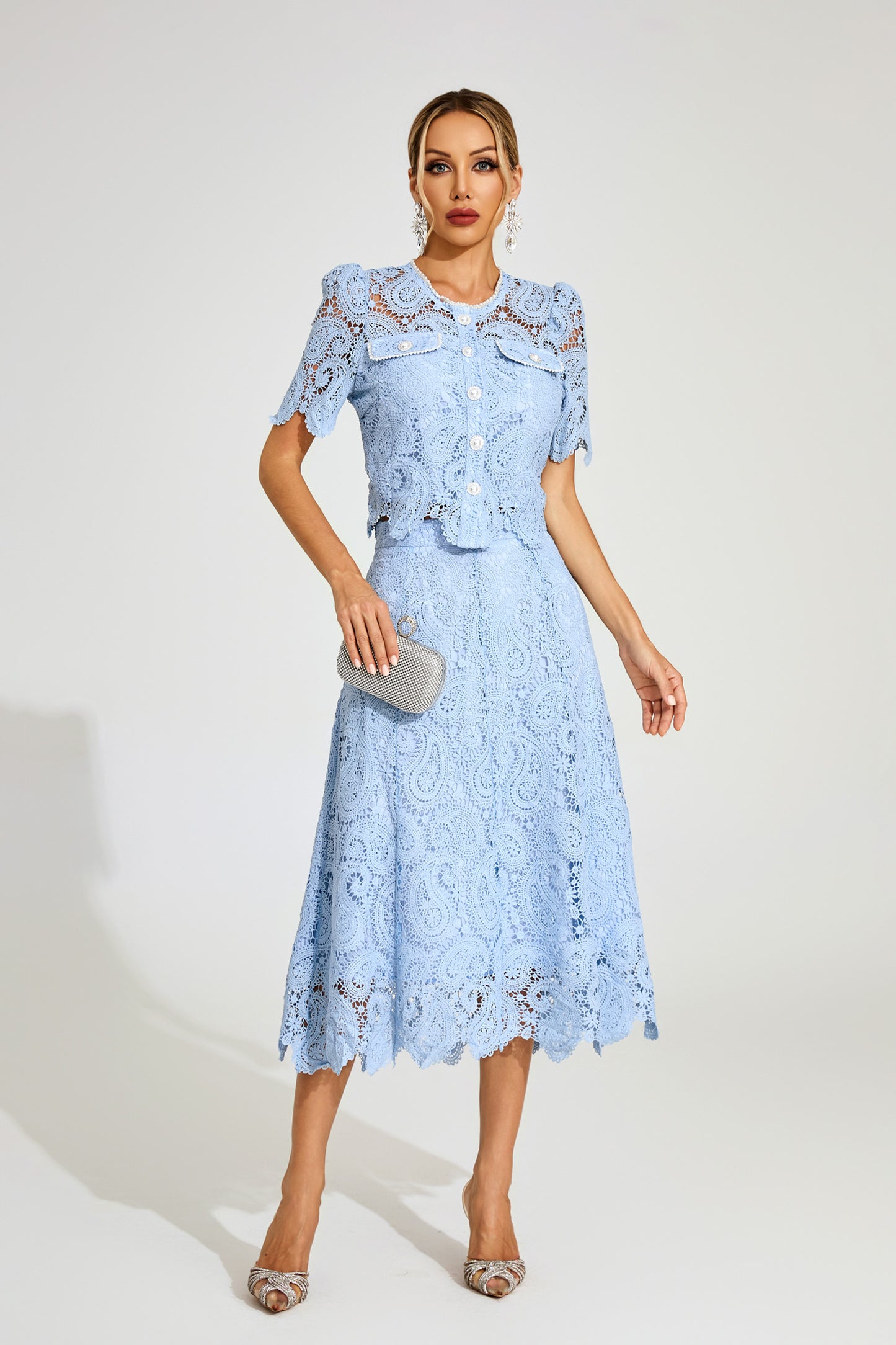 Calvin Blue Lace Two Piece Set
