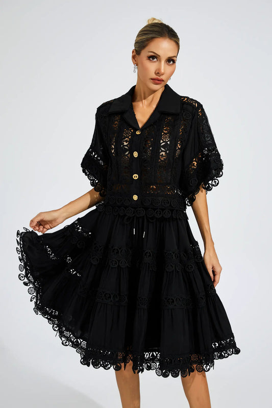 Churchill Black Lace Cut Out Set