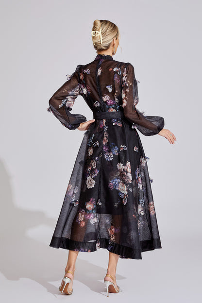 Clara Black Printed Maxi Dress