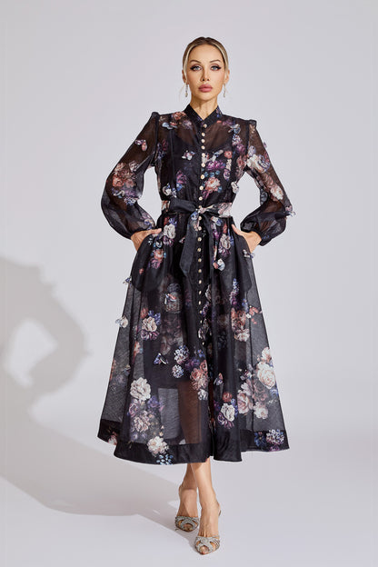 Clara Black Printed Maxi Dress