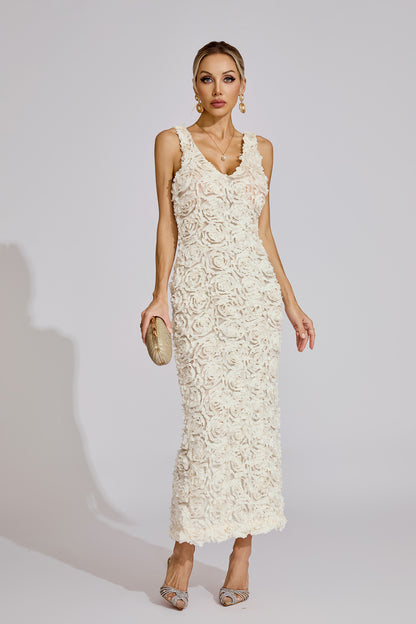 Cora White Floral Maxi Dress