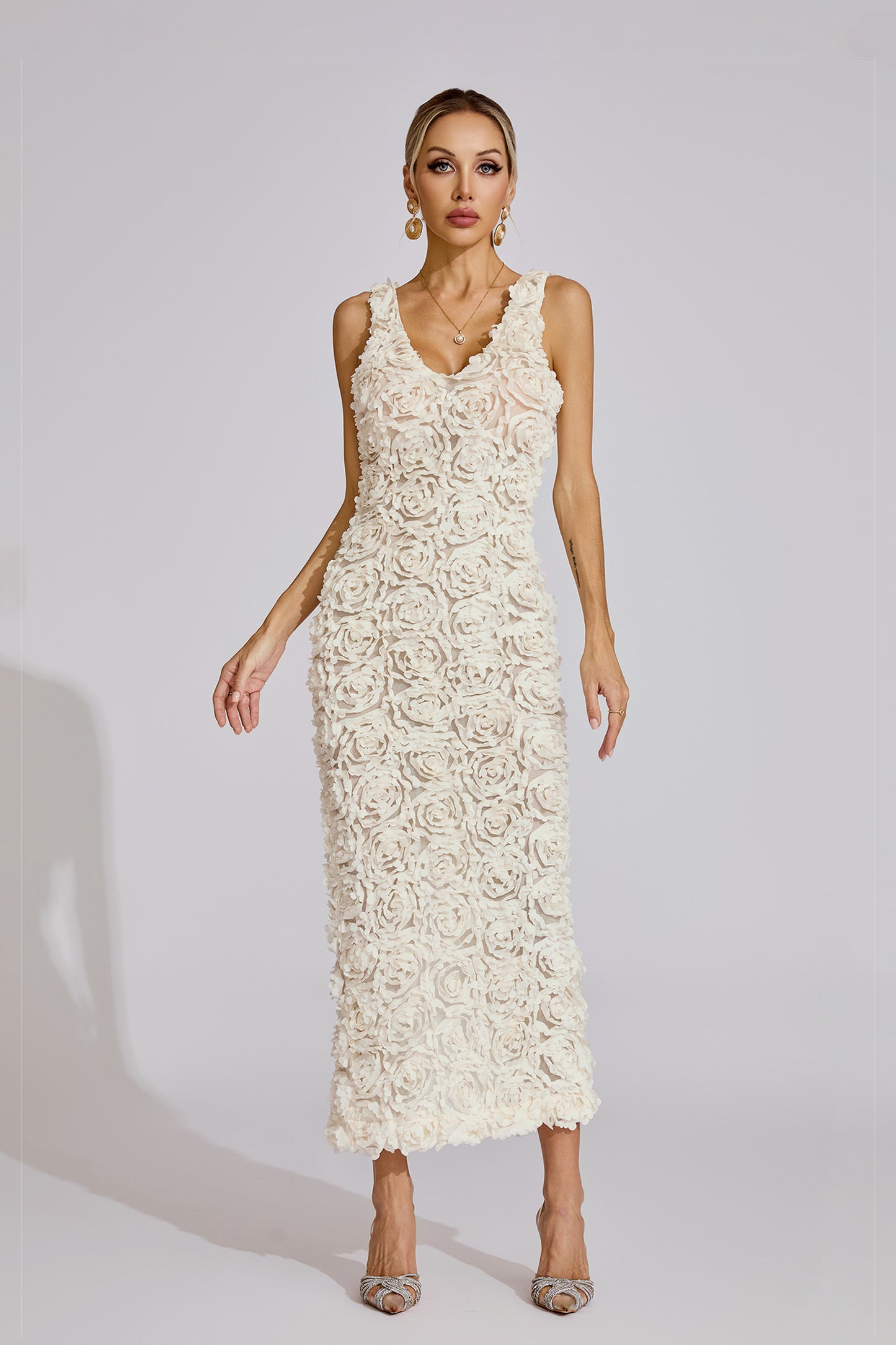 Cora White Floral Maxi Dress