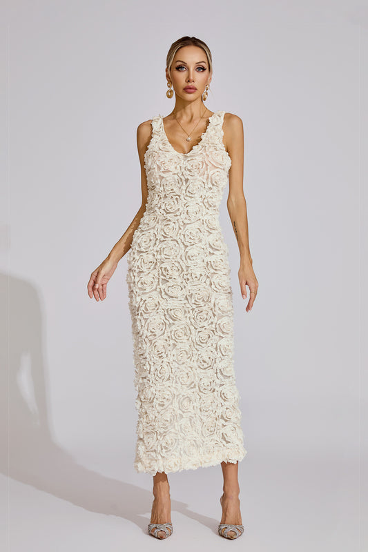 Cora White Floral Maxi Dress