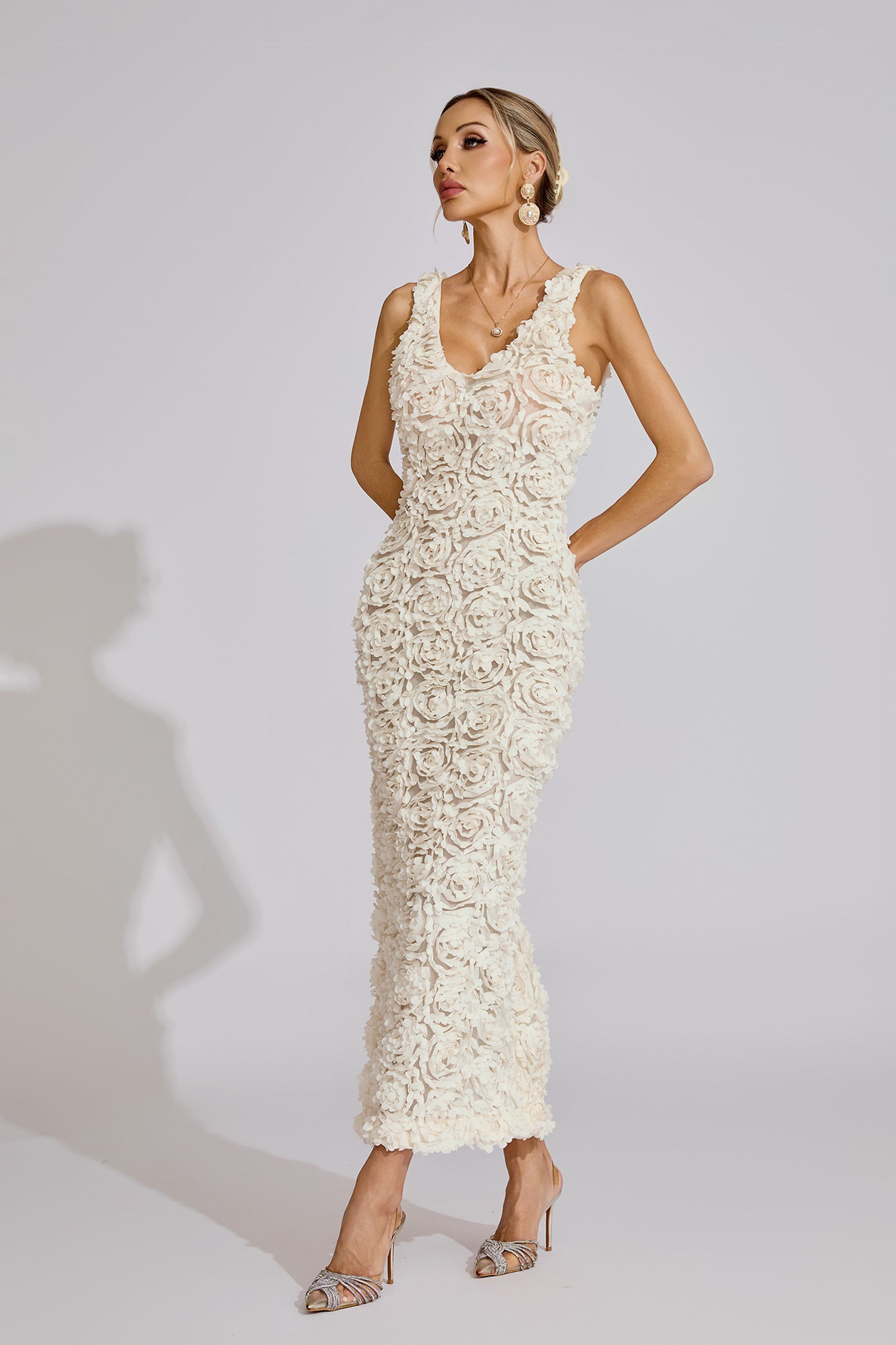 Cora White Floral Maxi Dress