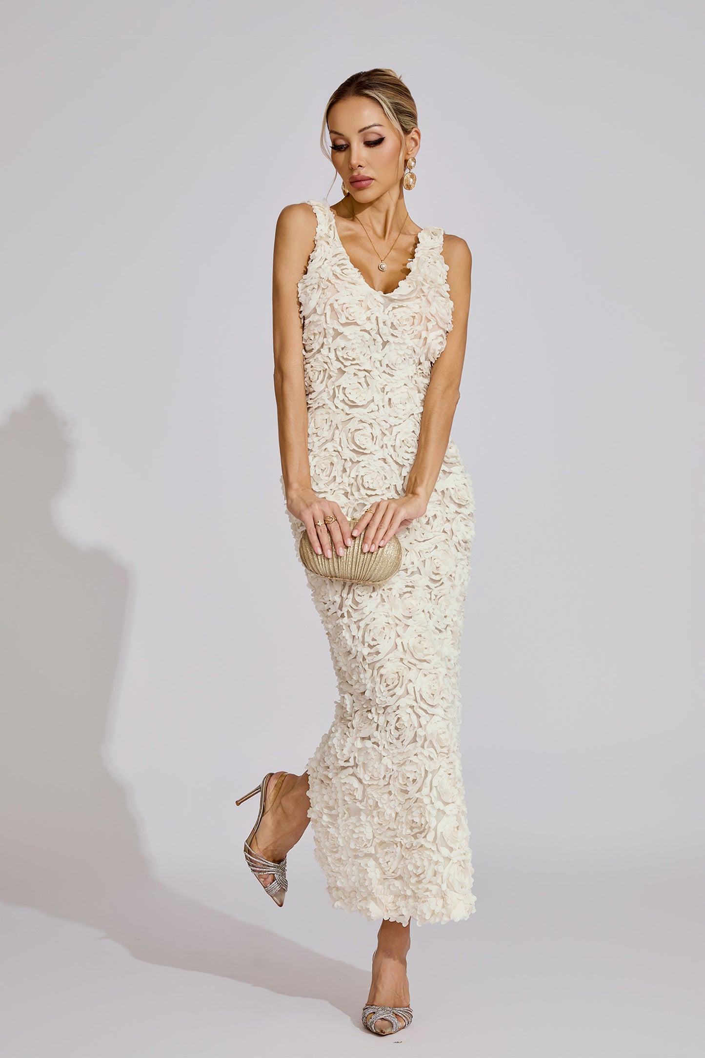 Cora White Floral Maxi Dress