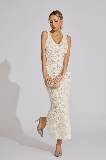 Cora White Floral Maxi Dress