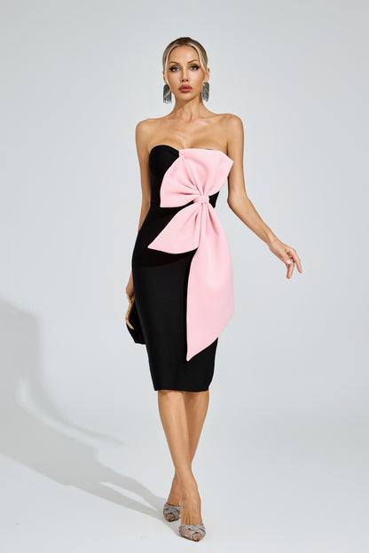 Craigie Strapless Bow Accent Midi Dress