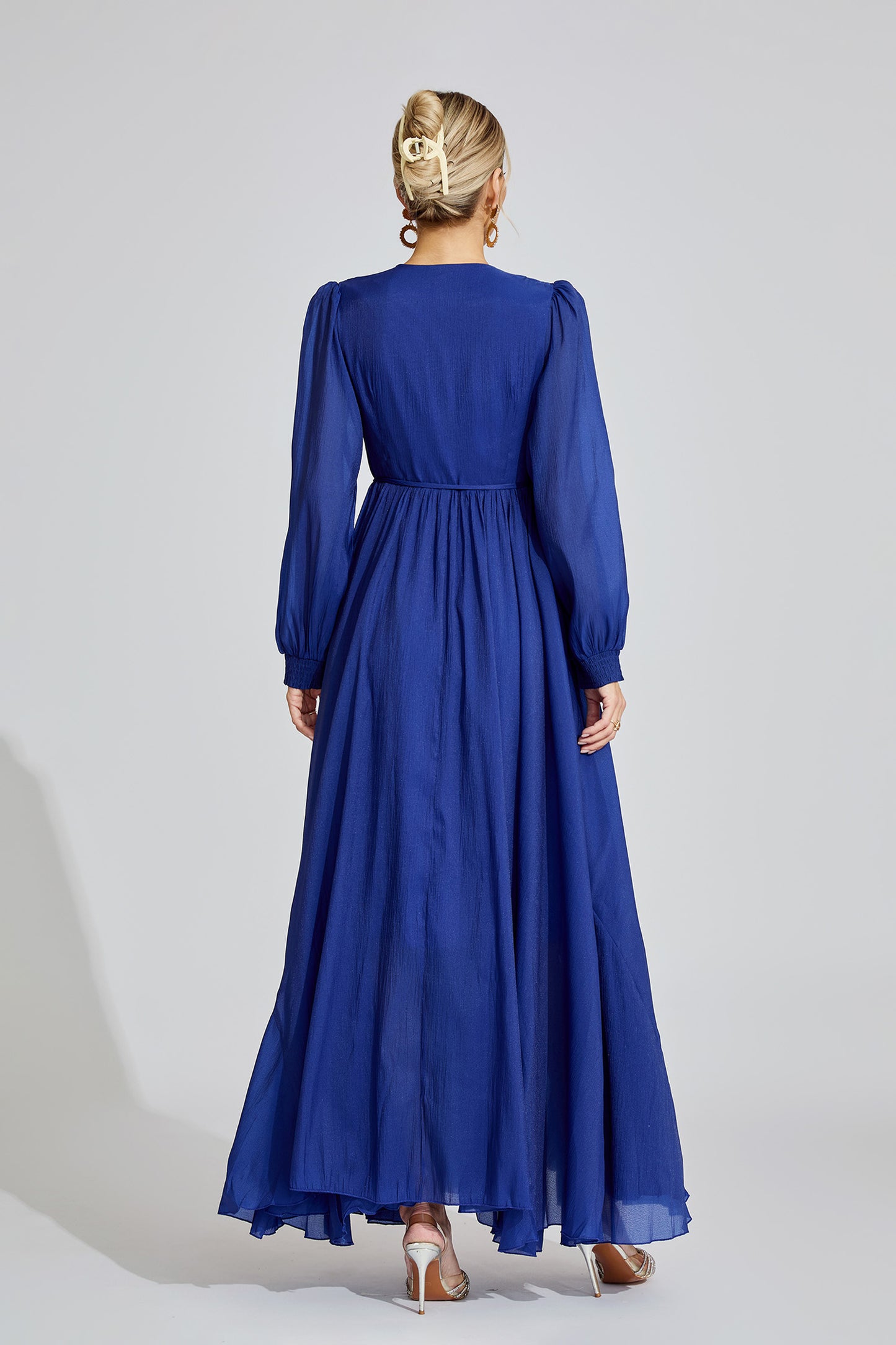 Daphnane Dark Blue Ruched Dress
