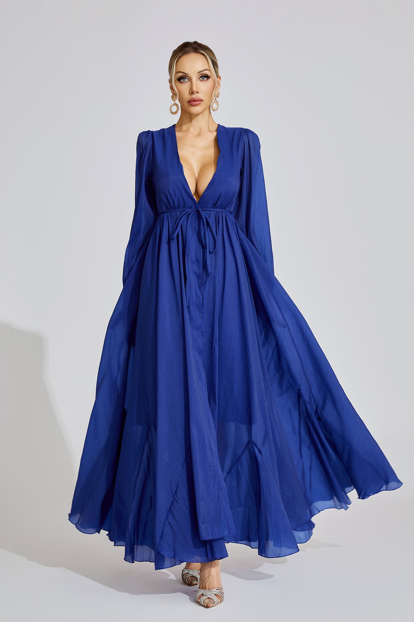 Daphnane Dark Blue Ruched Dress