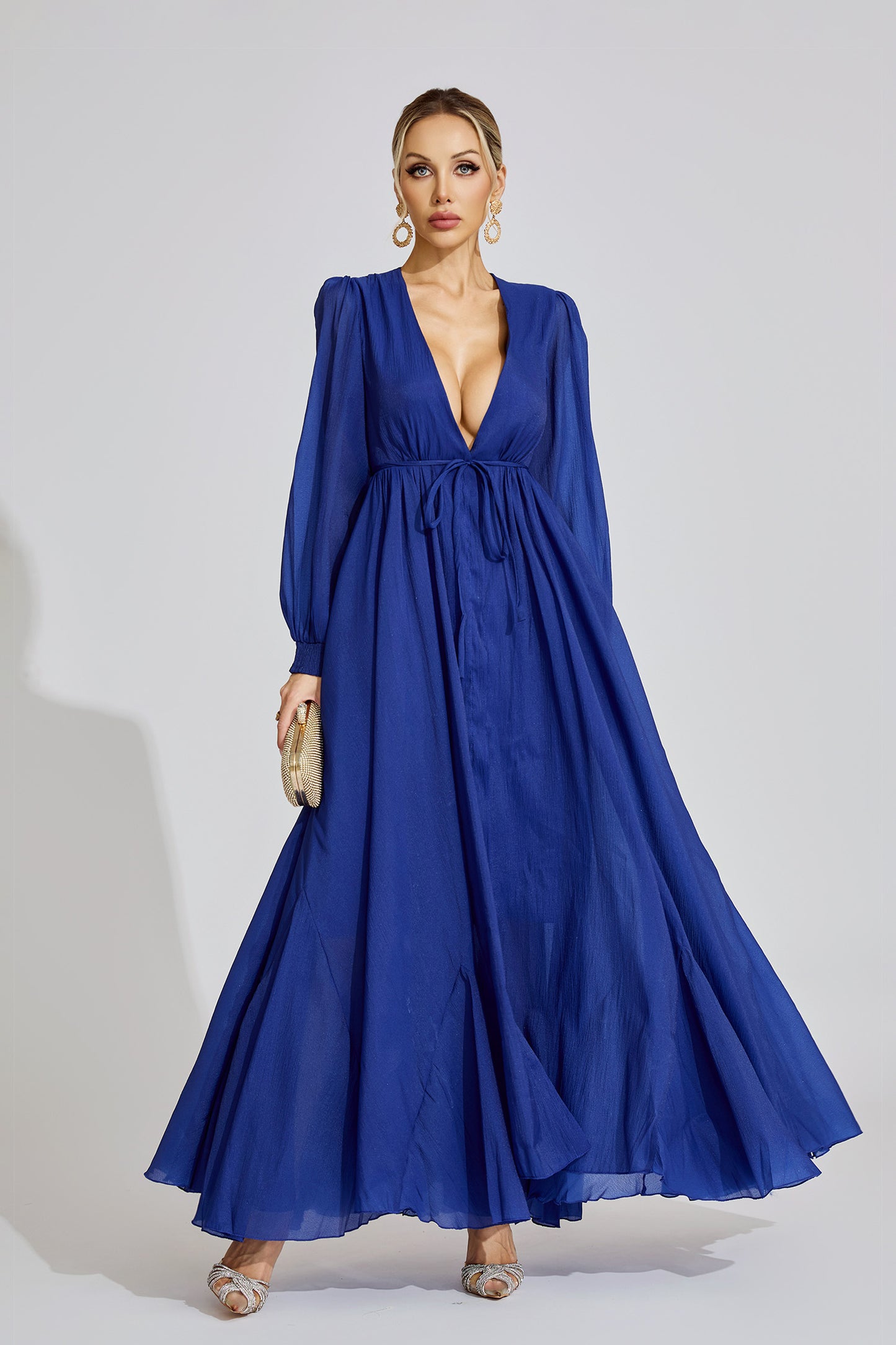 Daphnane Dark Blue Ruched Dress