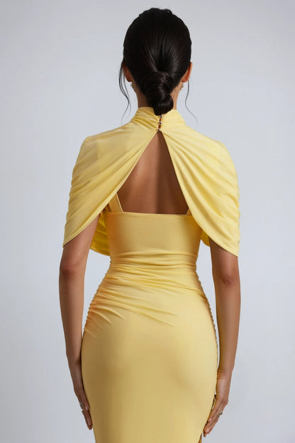 Dominika Asymmetric Bodycon Shawl Midi Dress