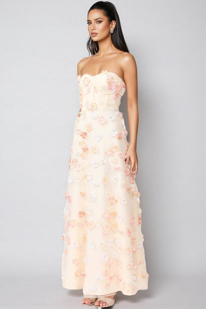 Tasha Yellow Strapless Maxi Dress