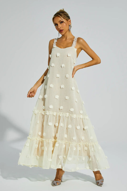 Eartha Apricot Flower Embellished Slip Dress