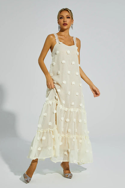 Eartha Apricot Flower Embellished Slip Dress