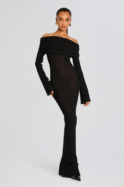 Liz Off Shoulder Maxi Knit Dress