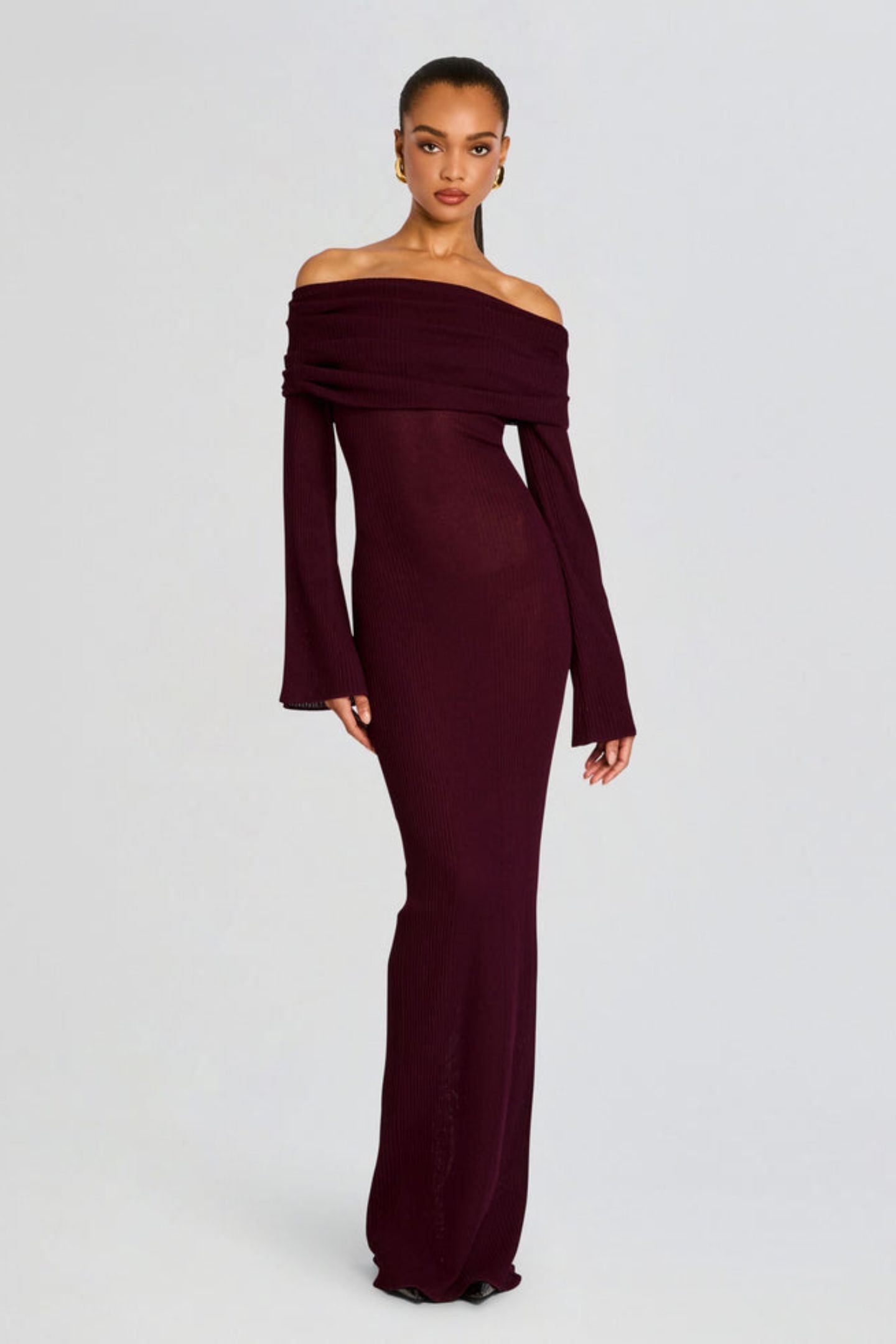 Liz Off Shoulder Maxi Knit Dress