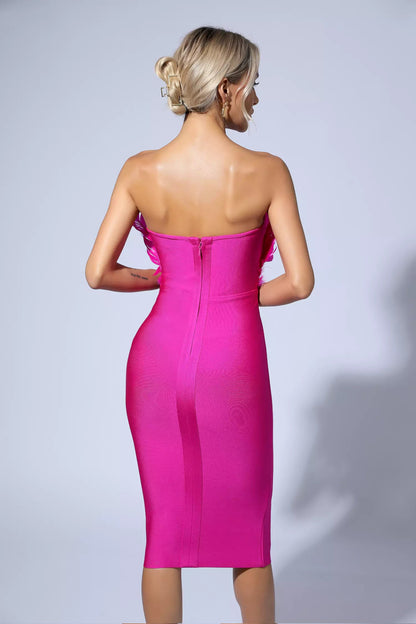 Elianna Purple Feather Midi Dress