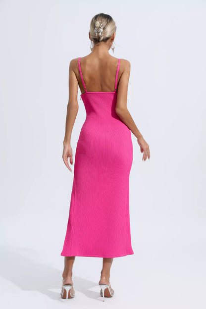 Estelle Rose Red Slip Midi Dress
