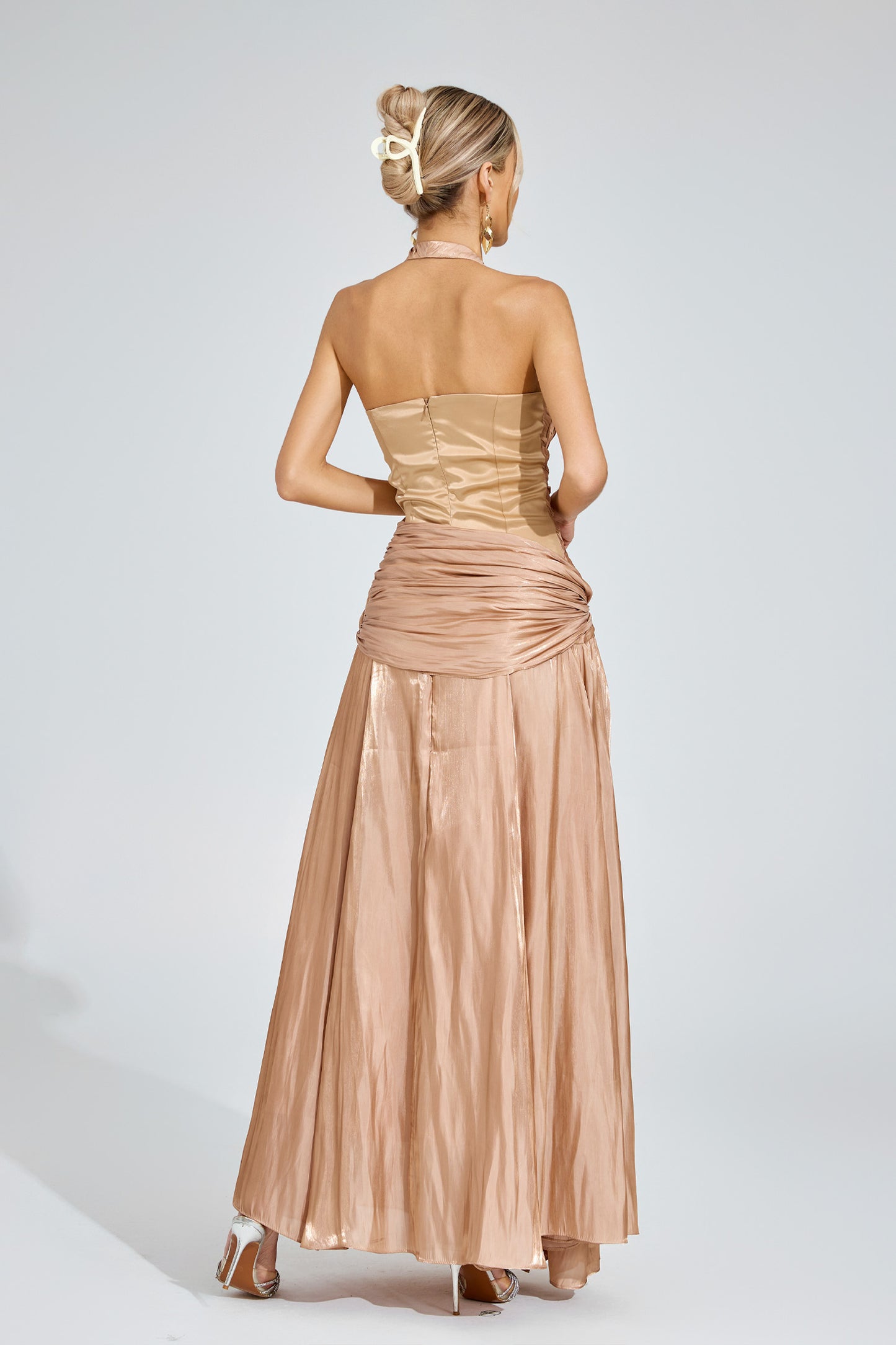 Eunice Champagne Halter Dress