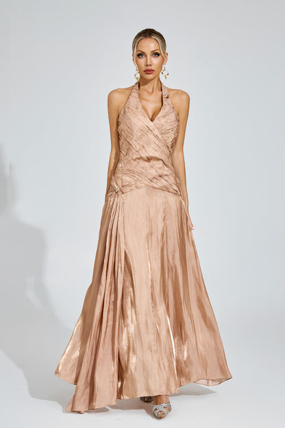 Eunice Champagne Halter Dress