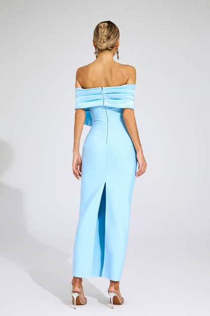 Foster Blue Bow Tie Bandage Dress