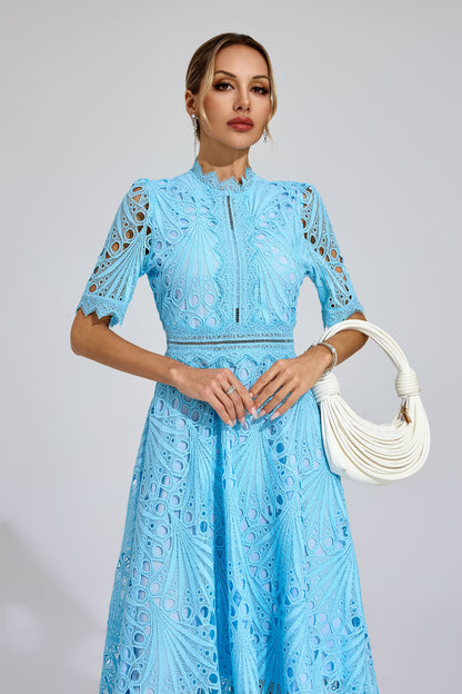 Freeman Blue Cut Out Midi Dress