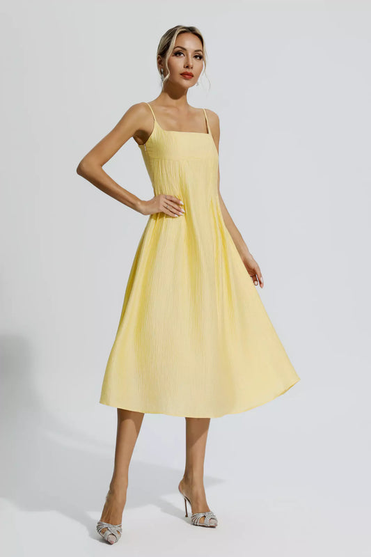 Helena Yellow Vacation Slip Maxi Dress