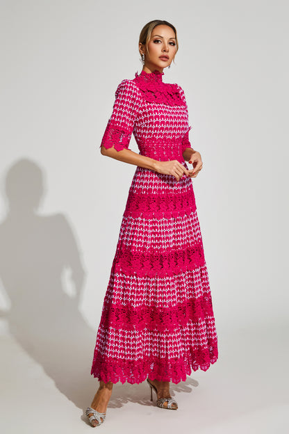 Henley Red Cut Out Long Sleeve Dress