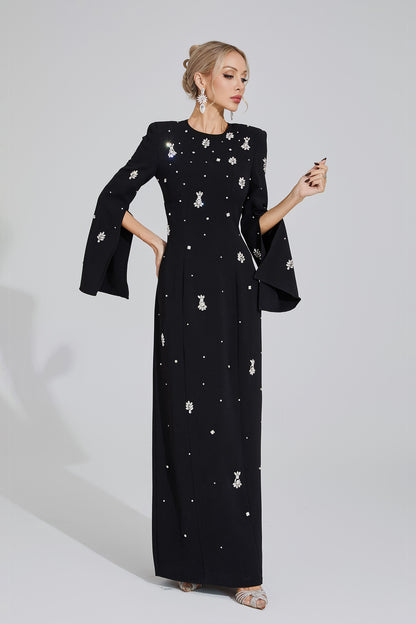 Isolde Black Diamond Maxi Dress