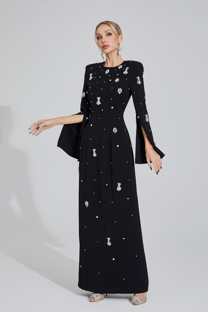 Isolde Black Diamond Maxi Dress